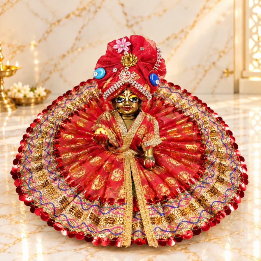 Lal Sitara Poshak for Laddu Gopal Ji