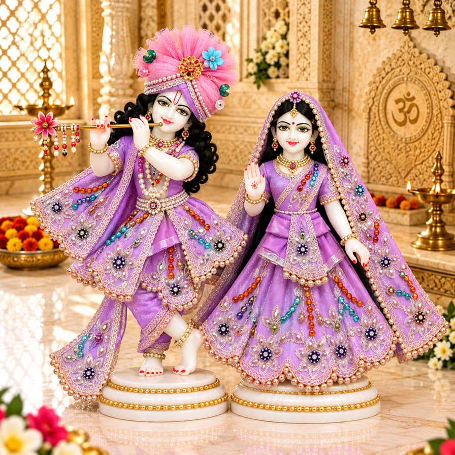 Pink Moti Special Radha Krishna Dress Set