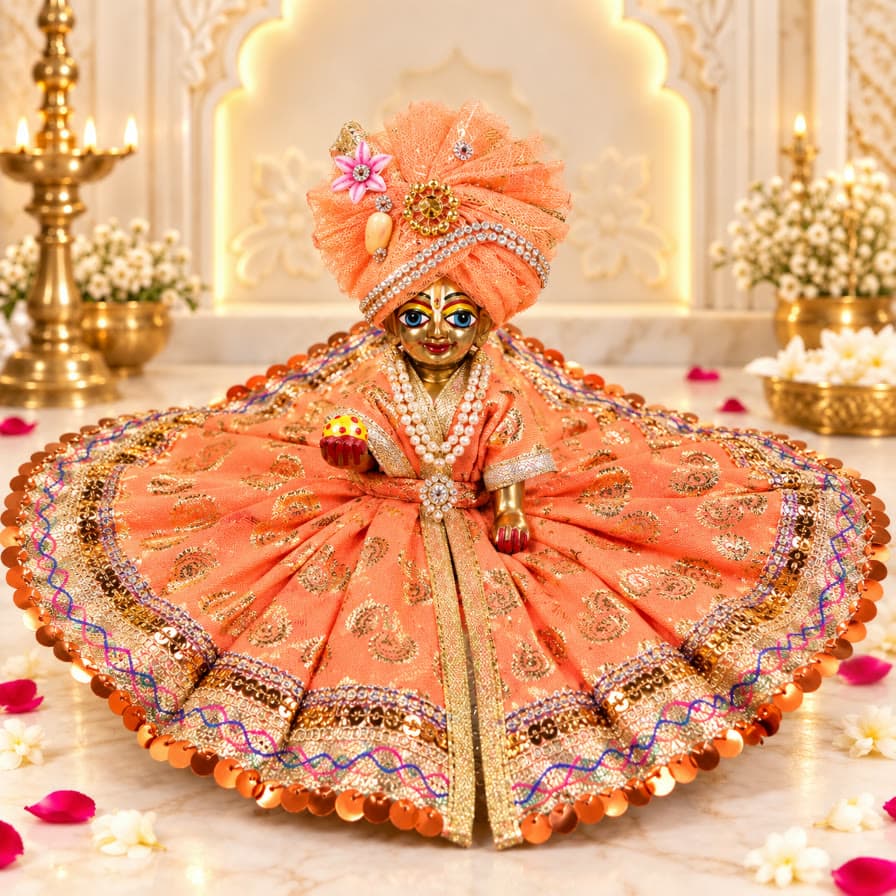 Kesariya Phoolon Wali Poshak for Laddu Gopal Ji